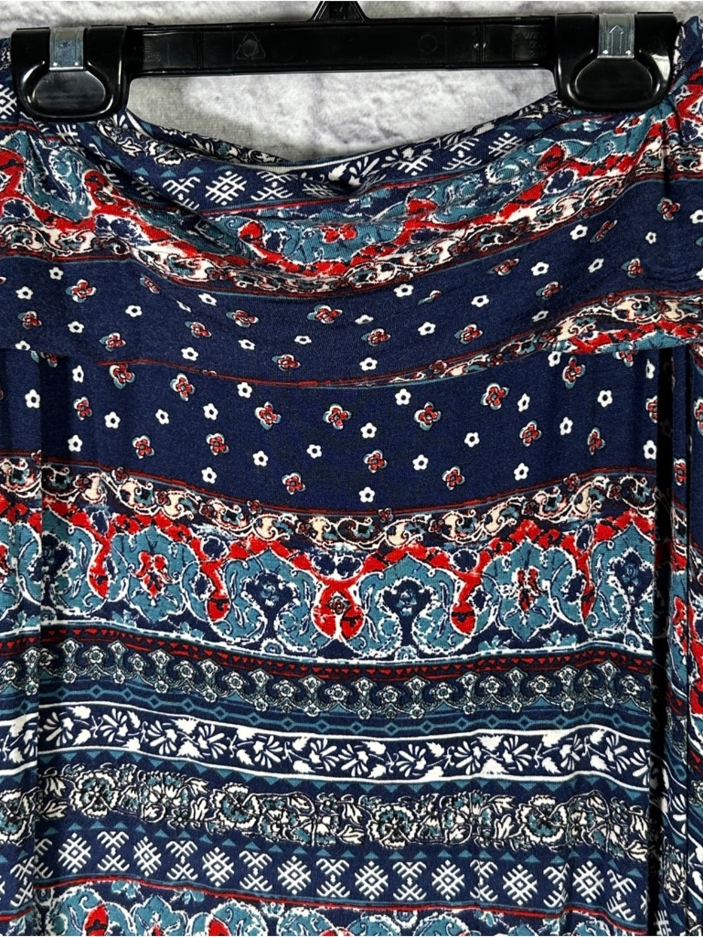 Boho‎ Navy and Red Printed Maxi Skirt - Picture 3 of 9